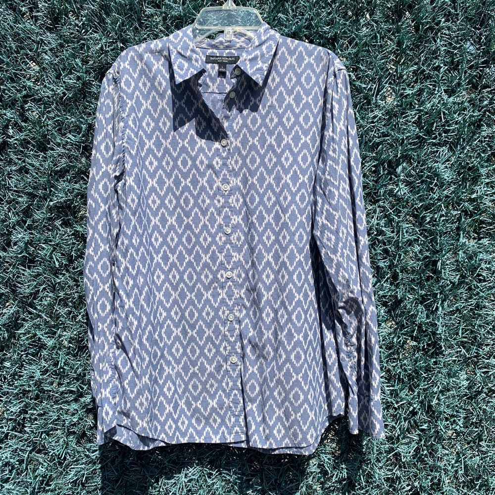 Blue and white button down